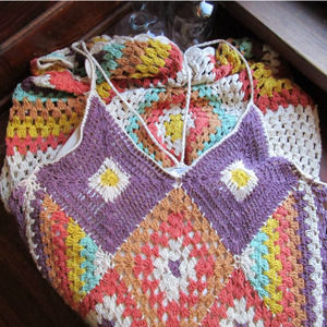 Zara Multicolor Granny Square Boho Crochet Spaghetti Strap Maxi Dress Large